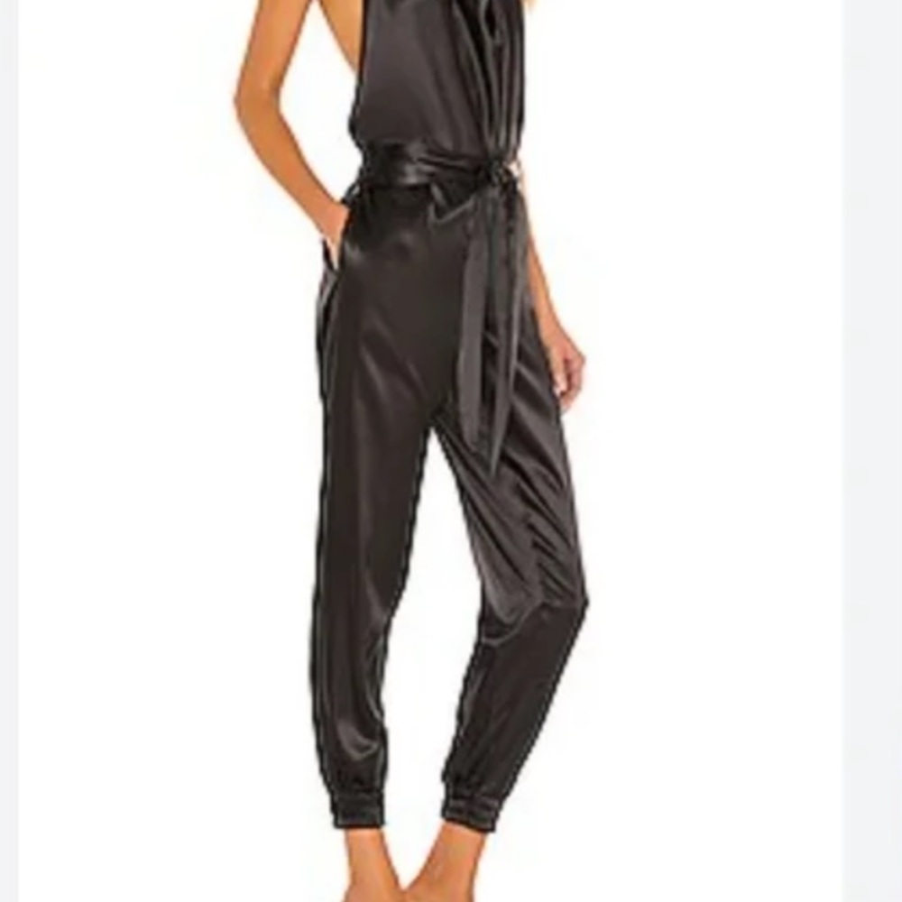 Elegant LNA Black  Satin Jumpsuit